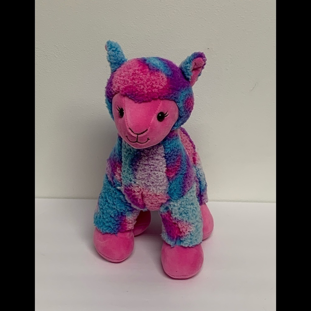Build A Bear 15" Fluffy Llama Cotton Candy Rainbow BAB Plush